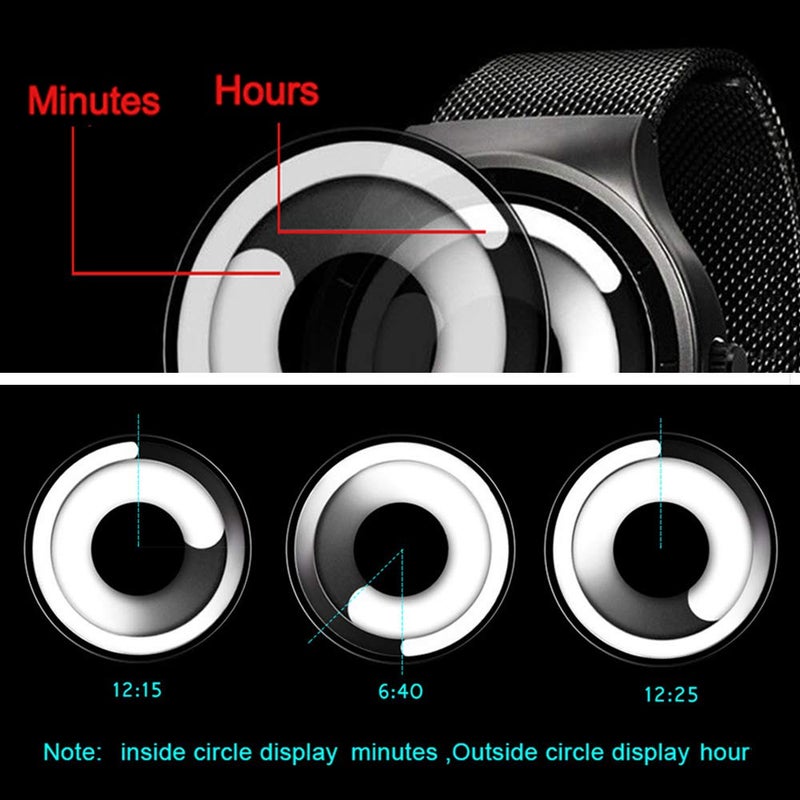 SINOBI Business Watches Men Fashion Creative Original Design Watch Men Steel Mesh Men's Watch Clock Relogio Masculino Unique Wristwatch(Black White) - Image 4